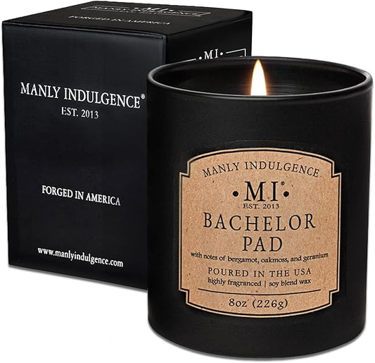 Manly Indulgence Bachelor Pad Scented Candles for Men, Premium Soy Blend Wax, 45H Burn, Candles for Home Scented, Gift-Ready Packaging - Made in The USA - Bloomnest