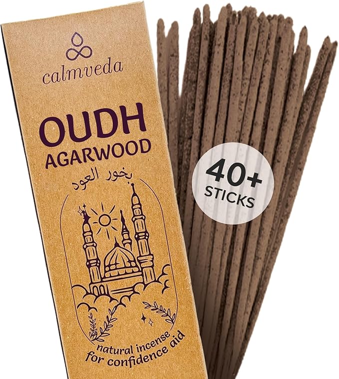 Mystic Oud Agarwood Incense Sticks - (40+Sticks, 9 inch) Thick Natural Resin Incenses Made from Assam Oudh Chips, Clean Charcoal Free | Infuse Luxury with These Exotic Oud Incense (Burn Time 45+ mins) - Bloomnest