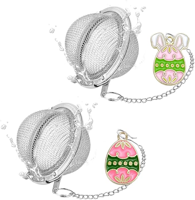 2Pcs Easter Stainless Steel Mesh Tea Infuser, 2.1 inch Tea Ball with Easter Eggs Pendant,Tea Strainer Tea Diffuser Tea Steeper for Filtering Tea,Tea Infusers for Loose Tea (Easter Egg, 2PC) - Bloomnest