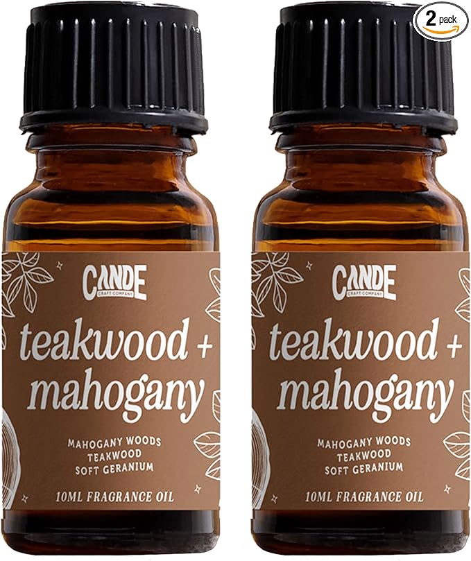 CANDECraftCo Premium Fragrance Oil – Diffuser Oils Fragrances Scented for Home, Candle Soap Making Supplies, Aromatherapy Blends for House (0.34 Fl Oz) (2-Pack, Teakwood & Mahogany) - Bloomnest