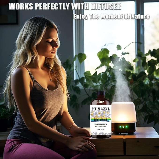 White Musk Essential Oil, White Musk Oil 4 Fl Oz 120ML for Diffuser Humidifier Yoga Cleaning DIY Candle Soap Making Essential Oils - Bloomnest