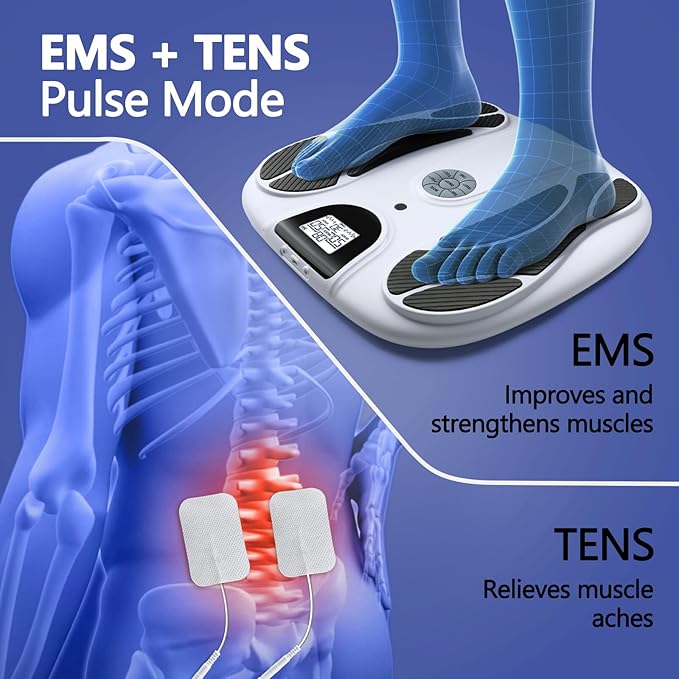 Foot Massager for Neuropathy, Rechargeable FSA EMS Foot Circulation Stimulator with 8 TENS Muscle Stimulation for Relieving Plantar Fasciitis, Swelling and Pain White - Bloomnest