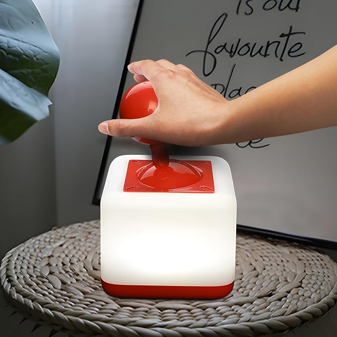 Night Light Lamp Rocker Night Light, 2-Speed Timer Bedside Night Lamp Rechargeable USB Lamp Side Table Light Night Rising Lamp LED Companion Light(Rocker Red) - Bloomnest