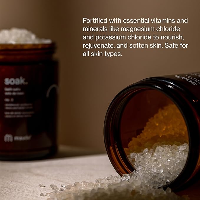 Maude Soak No. 2 - Nourishing Mineral Bath Salts - Hand-Harvested Dead Sea Salt with Magnesium & Potassium Chloride - Soften & Rejuvenate Skin - Notes of Pink Pepper & Lemon (8 oz) - Bloomnest