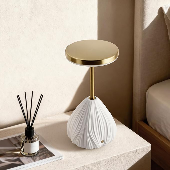 RONDURE 10.6" Ceramic Cordless Table Lamp, Portable Rechargeable Table lamp, Touch Dimmable Warm Ambient Lighting for Living Room, Bedroom, Dining Room, Fast Charging & Long Lasting - Bloomnest