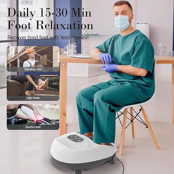 Foot Massager for Plantar Fasciitis, FSA Eligible HSA Upgraded Full Feet Shiatsu Massage, Remote Control Multi-Level Settings for Neuropathy, Gifts for Women Men, Fits Up to 14"(White)