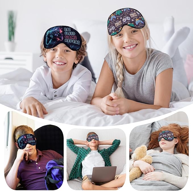 2 Pcs Boys Sleep Eye Mask, Guys Blackout Sleeping Silk Mask for Kids Adult Children's Travel Eye Cover Blindfold for Game - Bloomnest