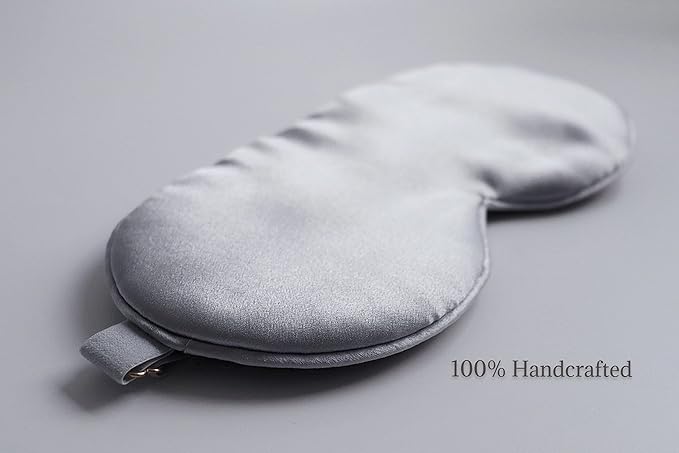 Premium Handcrafted 25 Momme Mulberry Silk Eye Mask for Sleeping (Silver Lining) - Bloomnest