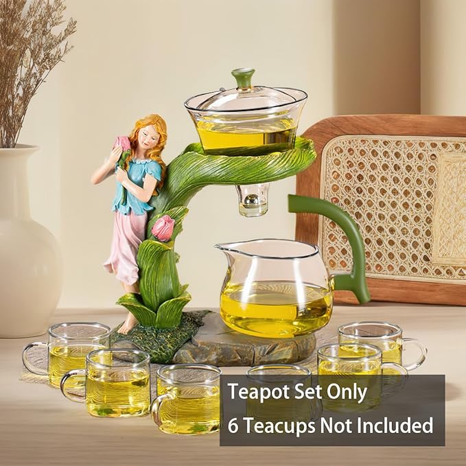 Magnetic Glass Tea Pot, Lazy Kungfu Drip Tea Set, Semi Automatic Heat Resistant Teapot, Sturdy High Borosilicate Glass TeaPot, Suitable for home/office Reception Tea Set - Bloomnest