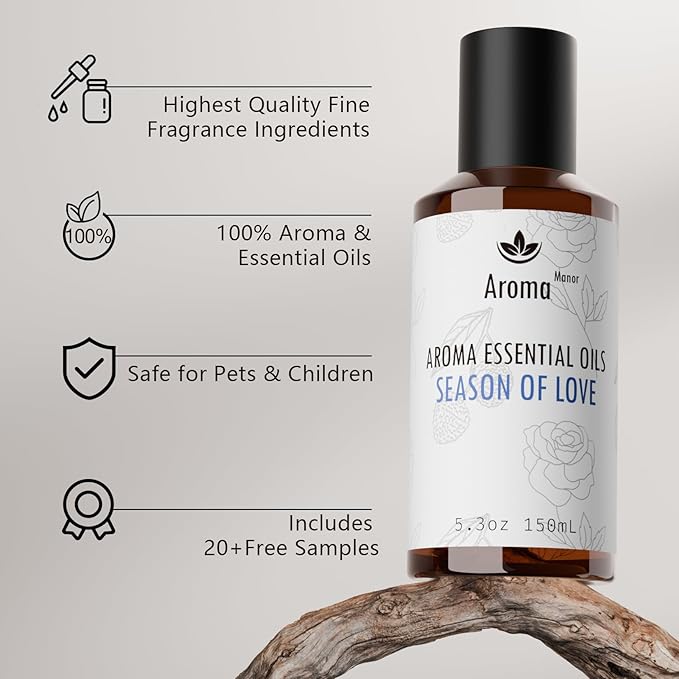 Hotel Fragrance Oil - Season of Love Essential Oils for Scent Diffuser - Rose, Orange, Lychee, Musk - Home Luxury Scents Aroma Fragrance for Home, Office - Bloomnest