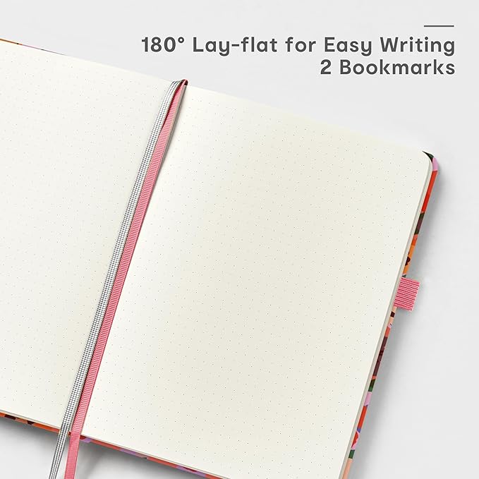 &And Per Se Dotted Journal Notebook, A5 Hardcover Bullet Dotted Journal, 160 Pages 100 gsm Thick Paper, 3 Sheets of Stickers Included - 5.7'' x 8'' (Elegant Florals)