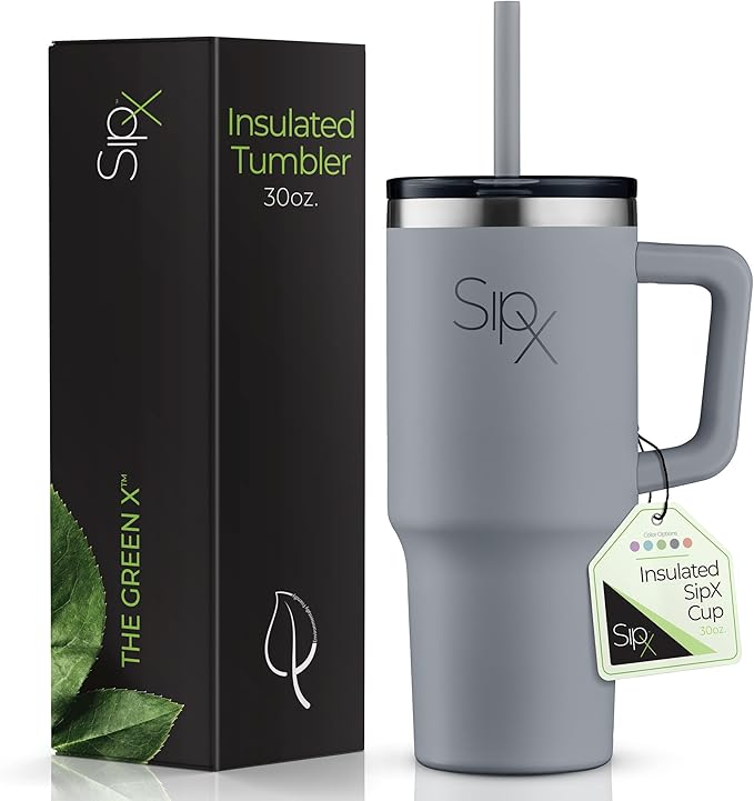 SIPX™ Insulated Tumbler With Lid And Straw, 30oz. Tumbler With Handle Keeps Cold 12 Hours, Water Bottle Thermos With Lid, BPA-Free Reusable Insulated Coffee Tumblers, Travel Mug Great For Beach Party - Bloomnest