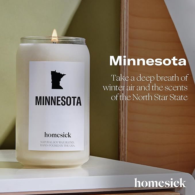 Homesick Scented Candles for Home (Minnesota) - 13.75 oz Long-Lasting Soy Wax Jar Candle for Women & Men for All Occasions, 60-80 Hours Burn Time - Notes of Apple, Maple & Clove - Bloomnest