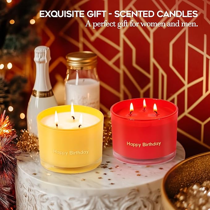 KONNI Red Rose Scented Candles Home 3 Wick Soy Candles, 12.35oz Luxury Relaxing Aromatherapy Candle for Women Men, 50 Hours Long Lasting Clean Burning Jar Candle, Romantic Lover Birthday Gift - Bloomnest