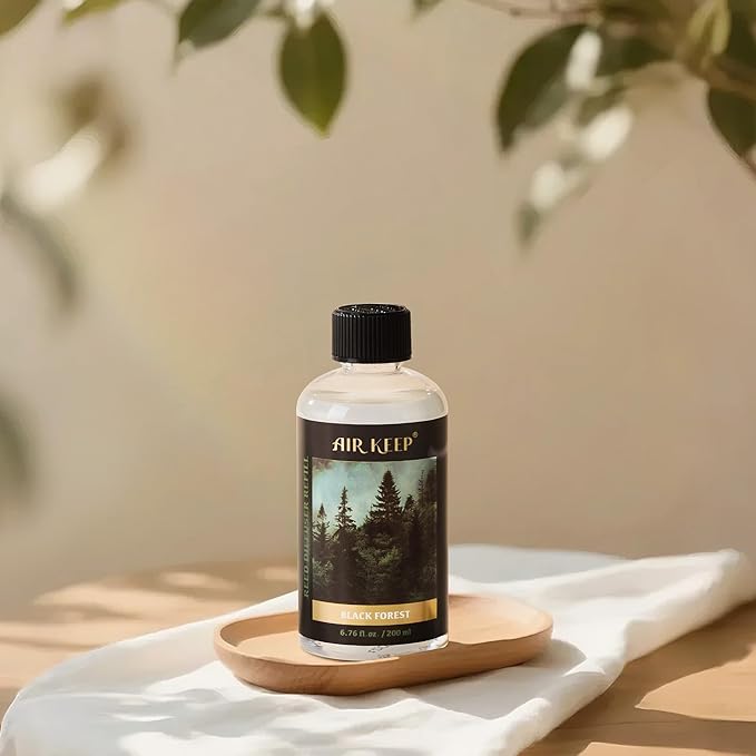 Airkeep Reed Diffuser Oil Refill with Diffuser Sticks, 6.76 Fl Oz(200ml) Black Forest Scented Oils, Aroma Therapy, Home Fragrance & Air Freshener, Office Décor, Decoration - Bloomnest