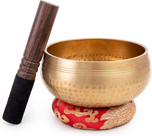 Tibetan Singing Bowl Set - Easy To Play for Beginners - Authentic Handcrafted Mindfulness Meditation Holistic Sound 7 Chakra Healing Gift by Himalayan Bazaar (6") - Bloomnest