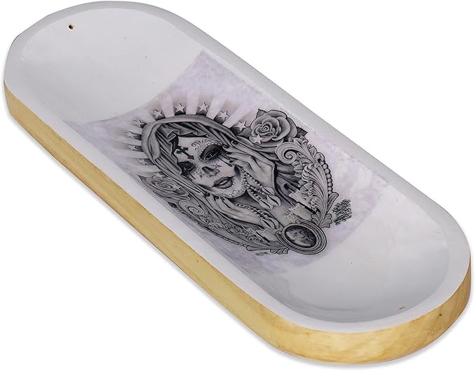 Bless-International Traditional-Handmade-Tray-Burner Wooden-Trat-Incense-Stick-Holder Ash-Catcher-Stand for-Aromatherapy-Meditation-Yoga (Angel Girl, 11x4x1.22 Inches) - Bloomnest