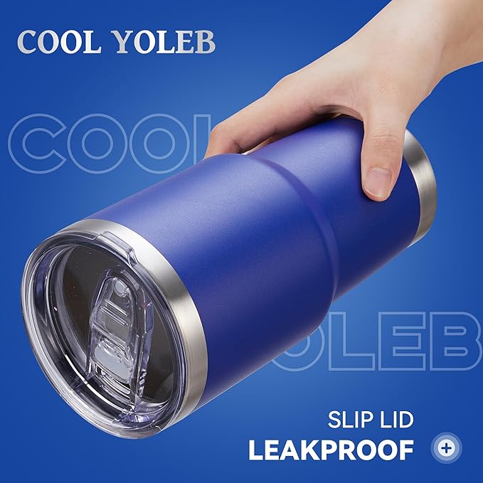 30 oz Tumbler with Lid Stainless Steel Tumblers Bulk Vacuum Insulated Cup Reusable Powder Coated Travel Mug Double Wall Leak Proof Cups Keep Cold Drinks for 12 Hours Blue, Set of 8