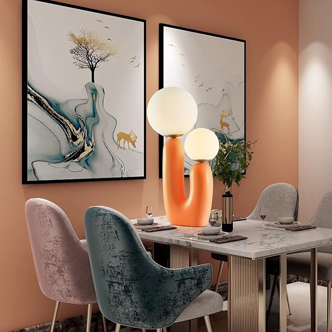 Arturesthome Bedside Nightstand Table Lamp for Living Room Bedroom, Desk Lamp with Light Bulbs, Orange - Bloomnest