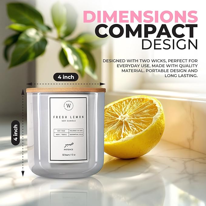 Waxily Lemon Scented Soy Candle | Non Toxic, Phthalate-Free Essential Oil Candle | Odor Eliminating Citrus for Kitchen, Aromatherapy, Luxury Gift, Clean Burning, Fresh Home Decor | 12oz - Bloomnest