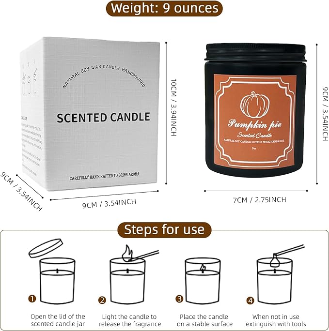 Panoata Pumpkin Pie Candle – 7oz Soy Wax Scented Candle with Cozy Fall Spice Aroma, Hand-Poured Jar Candle for Autumn Ambience & Seasonal Home Decor - Bloomnest