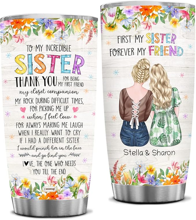 wowcugi Sister Birthday Gifts From Sister Personalized Sisters Tumbler Stainless Steel Tumblers Coffee Travel Mug 20oz 30oz Birthday Christmas Friendship Presents For Big Sister Little Sisters Gift - Bloomnest