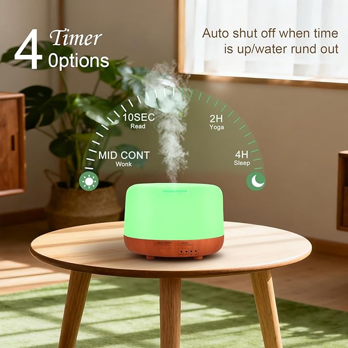 300ML Essential Oil Diffuser, Small Aromatherapy Diffuser with Remote, 7-Color LED Light, 4 Timer Settings, Safe Auto-Off, for Bedroom, Desk, Home Office - Bloomnest