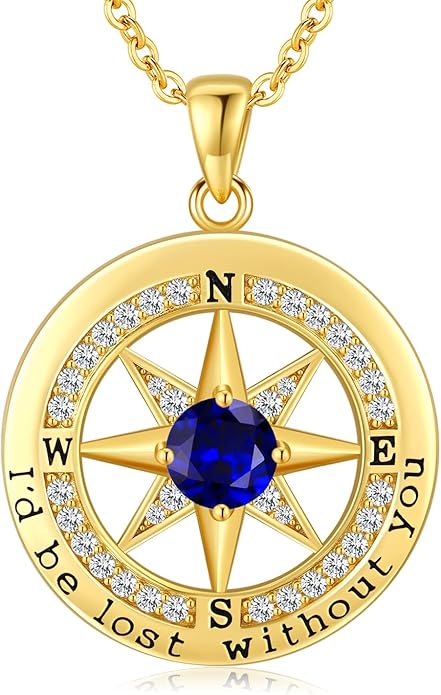 S925 Necklace Gift for Wife |Compass Jewelry |Women Anniversary |Sterling Silver |Girlfriend Birthday Gifts for Her Valentines |I'd be Lost without You |Jewel 18K Gold - Bloomnest