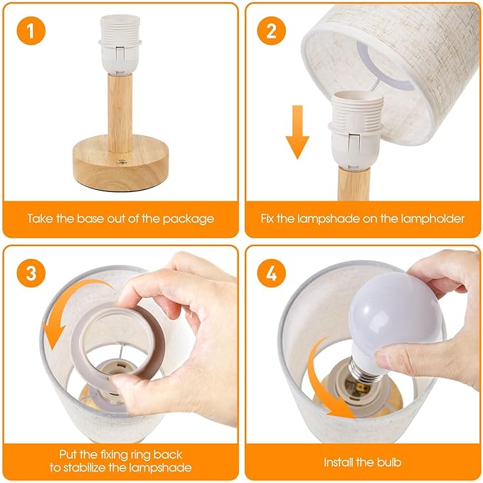 Rechargeable Cordless Table Lamp,Touch Control&Stepless Dimming,Wireless Bedside Ambient Night Light with Wood Base&Linen Shade,Portable Battery Lamp for Bedroom,Nightstand,Nursery,Camping,Outdoor - Bloomnest