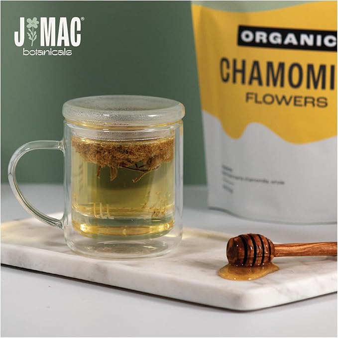 J Mac Botanicals, Organic Chamomile Flowers, Whole Dried Chamomile flower, Loose Leaf tea - Bloomnest