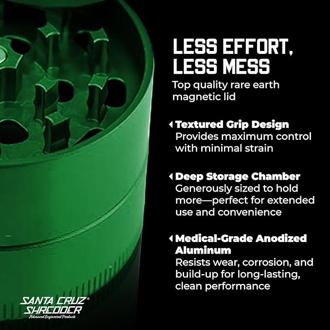 Santa Cruz Shredder Spice Grinder 3 Piece Medium 2 1/8" Superior Grip and Aluminium (Green) - Bloomnest