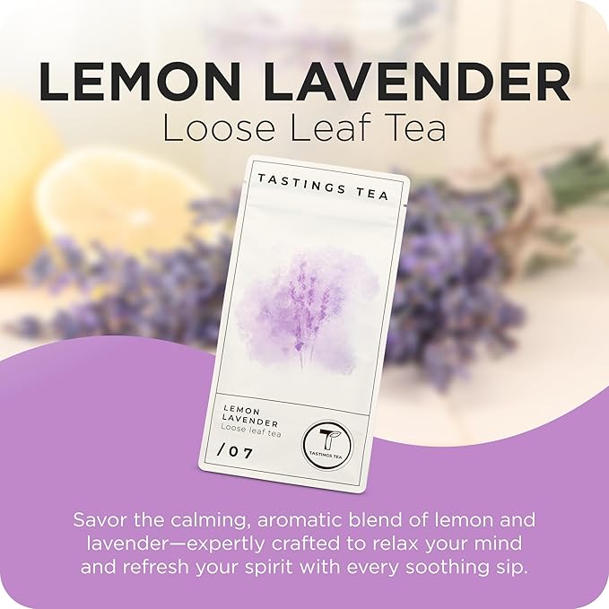 Tastings Tea Lemon Lavender Loose Leaf, 4.5 oz | Black Citrus Blend & Fruit Infusion | Medium Caffeine | Natural Antioxidants for Wellness | Small Batch & Sustainably Sourced | Resealable Pouch - Bloomnest