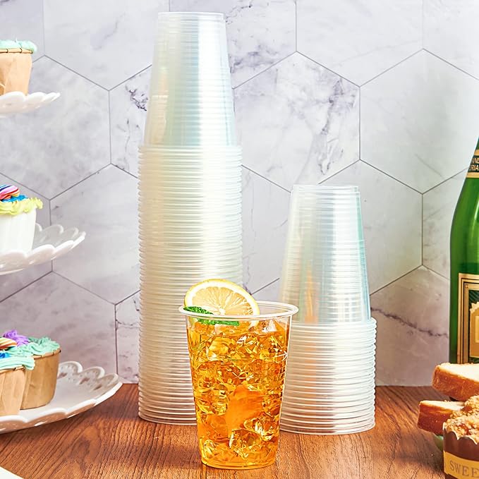 Lilymicky 500 Pack 9 oz Clear Plastic Cups, Disposable Drinking Cups, Plastic Party Cups for Birthday Parties, Picnics, Ceremonies, and Any Events - Bloomnest