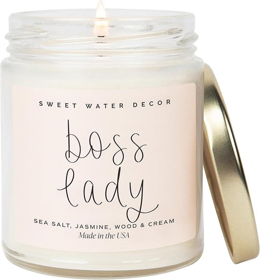 Sweet Water Decor Boss Lady Candle - Work Bestie, New Job Gifts for Her - Boss Gifts for Women - 9oz Clear Jar, 40+ Hour Burn Time - Made in The USA - Bloomnest