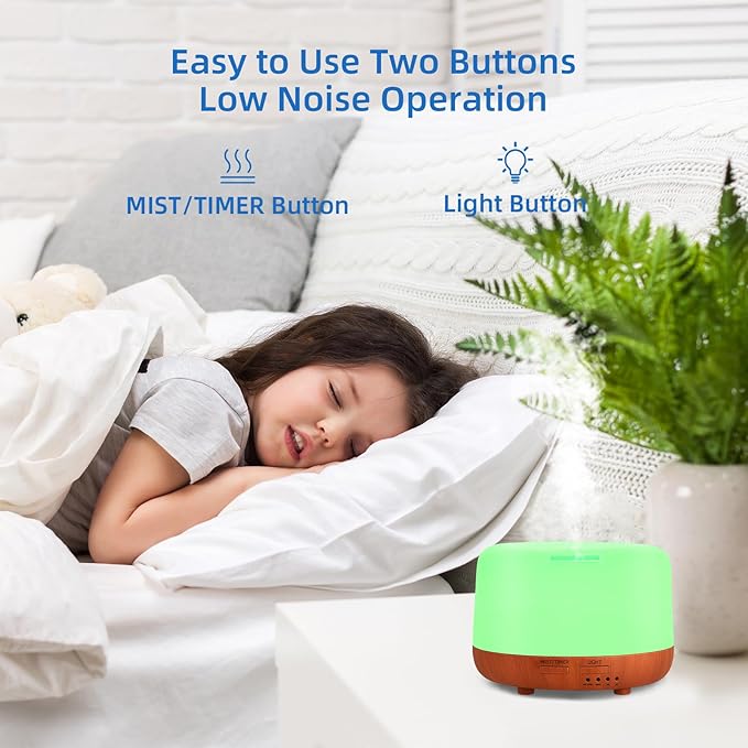 300ML Essential Oil Diffuser,Small Room Aromatherapy Diffuser, Quiet 8H Operation, 7-Color LED Light, 4 Timer, Remote Control, Auto-Off, for Bedroom, Living Room, Kitchen, Yoga, Gifts - Bloomnest
