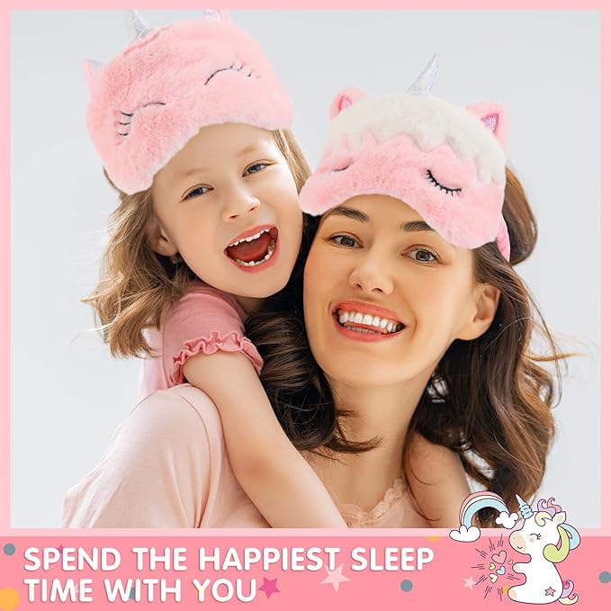Haysandy 12 Pieces Soft Plush Sleeping Eye Mask Kids Blindfold Shade Cute Sleeping Eye Cover for Women Girls Travel Nap Lunch Break Overnight Party(Unicorn) - Bloomnest