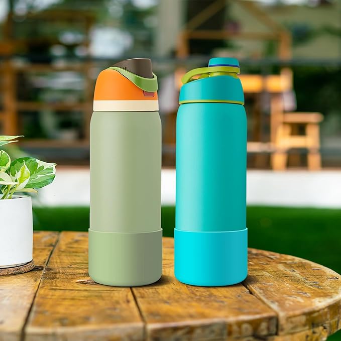 2PCS Silicone Water Bottle Boot for Owala 24oz 32oz 40oz, Anti-Slip Protective Sleeve Bottom Bumper Protector for FreeSip, Twist, and Flip Stainless Steel Water Bottles Alwenid