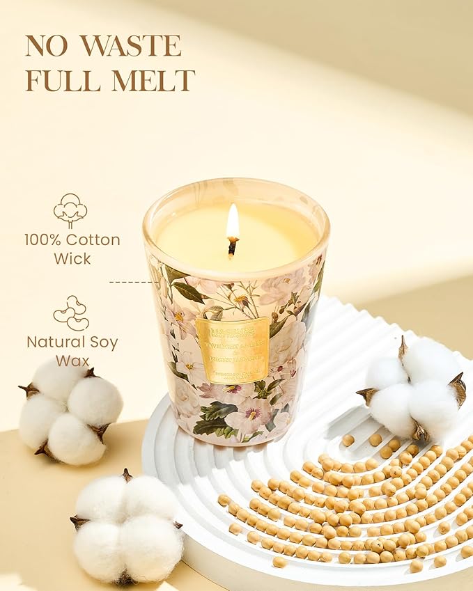M&SENSE Amber Jasmine Scented Candle, Soy Candles 14.1oz 60H Slow Burning, Aromatherapy Stress Relief Home Fragrance Housewarming Gifts - Bloomnest