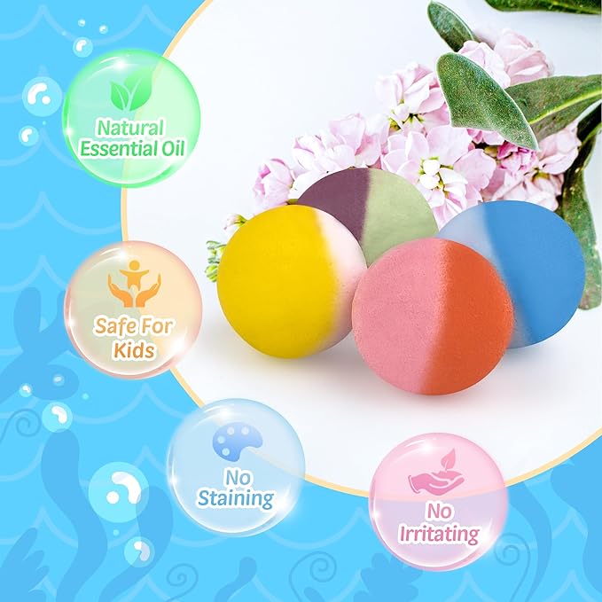 48pcs Bath Bombs for Kids with Toy Inside, Organic Colorful Bubble Bath for Kids Safe, Best Birthday, Party, Easter Bath Bombs Gift Set for Girls and Boys - Bloomnest
