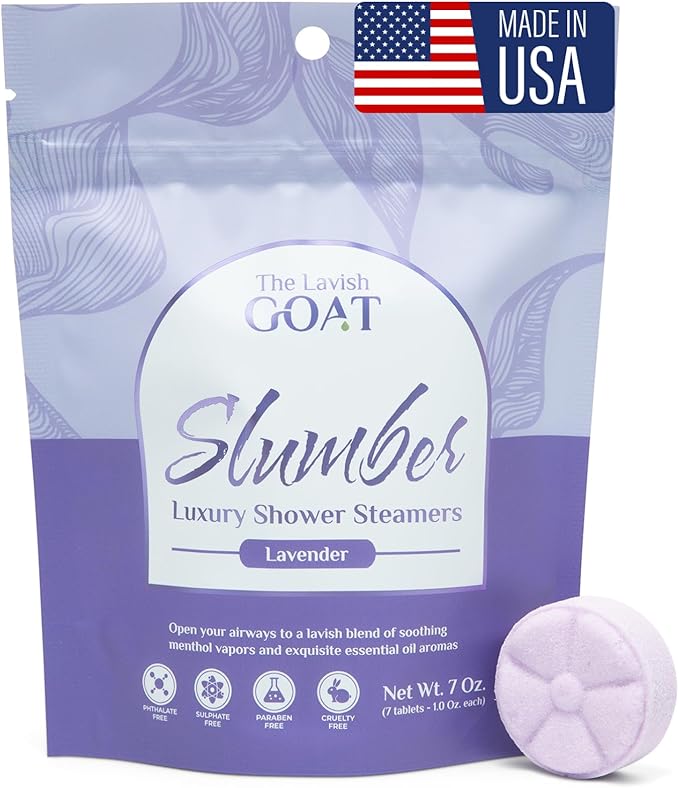 TLG Slumbers Shower Steamers Aromatherapy 7 Pack – USA Made with Extra Menthol, Lavender Essential Oil – Relaxing Shower Bombs for Sleep, Stress Relief & Spa – Gift for Men & Women - Bloomnest