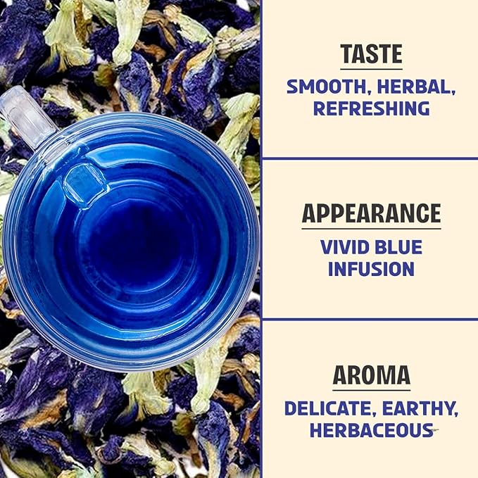 BREWIX, Butterfly Pea Flower Herbal Tea Loose Leaf (40+ Cups,1.41oz/40g) | Caffeine Free | Premium Dried Butterfly Pea Flowers For Blue & Purple Drinks, Food Coloring - Bloomnest