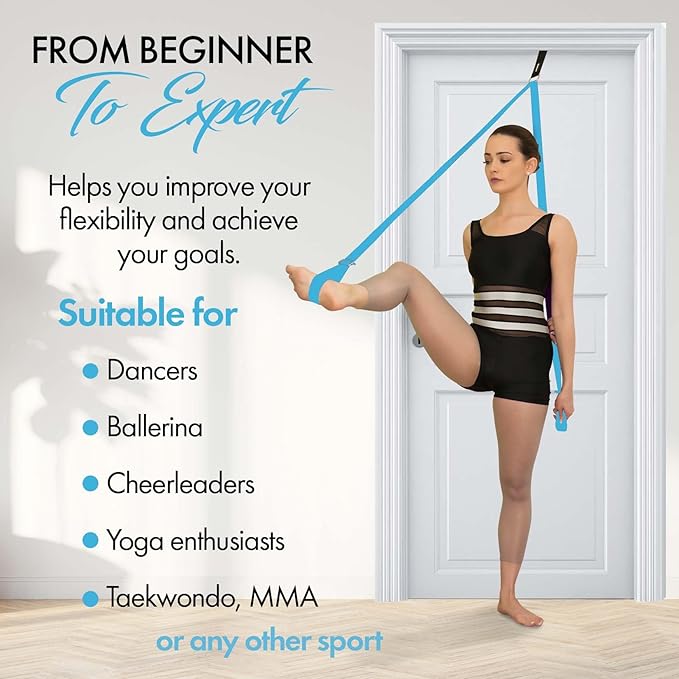 Stretching Strap With Door Anchor - Stretching Equipment to Improve Legs Flexibility - Splits Trainer For Home Ideal In Ballet, Dance, Cheerleading, Taekwondo, Yoga, Pole Dancing & Gymnastics - Bloomnest
