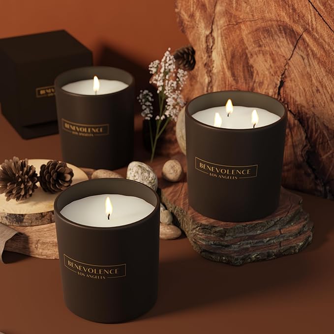 Benevolence LA Pine Wood Scented Candles | 14.5 oz Christmas Candles for Women | 45 Hour Burn Pine Scented Candles for Home | Candles | Pine Scent Aromatherapy Candles - Bloomnest