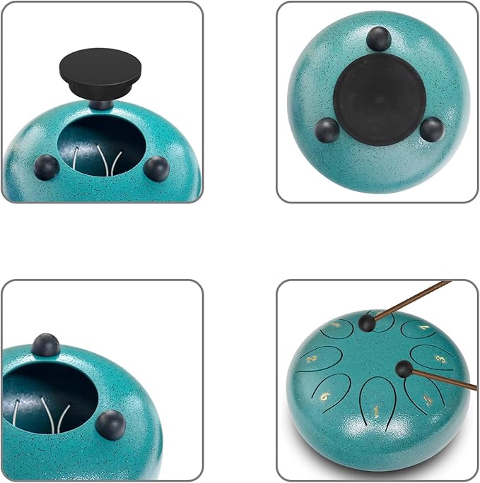 REGIS Steel Tongue Drum 6 inch 8 Notes Musical Percussion Instrument, rain Drum for Outside - Musician Gift for Family and Friends(malachite)