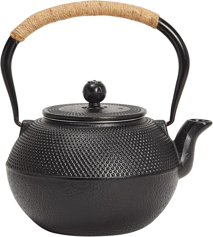 Juvale Tea Kettle Stovetop Japanese Cast Iron Tetsubin - 40 oz, Black - Cast Iron Tea Set & Teapot with Loose Leaf Infuser, Warmer & 4 Cups, Trivet - Bloomnest