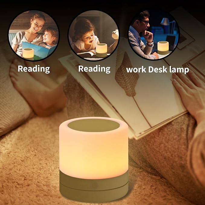 ERUN Nursery Night Light for Kids, USB Rechargeable Small Desk Lamp,13 RGB Colors & 4 Brightness & 1 Remote, Touch Bedside Cordless Table Lamp, Portable Night Lamp for Bedroom Living Room Home (Gold) - Bloomnest