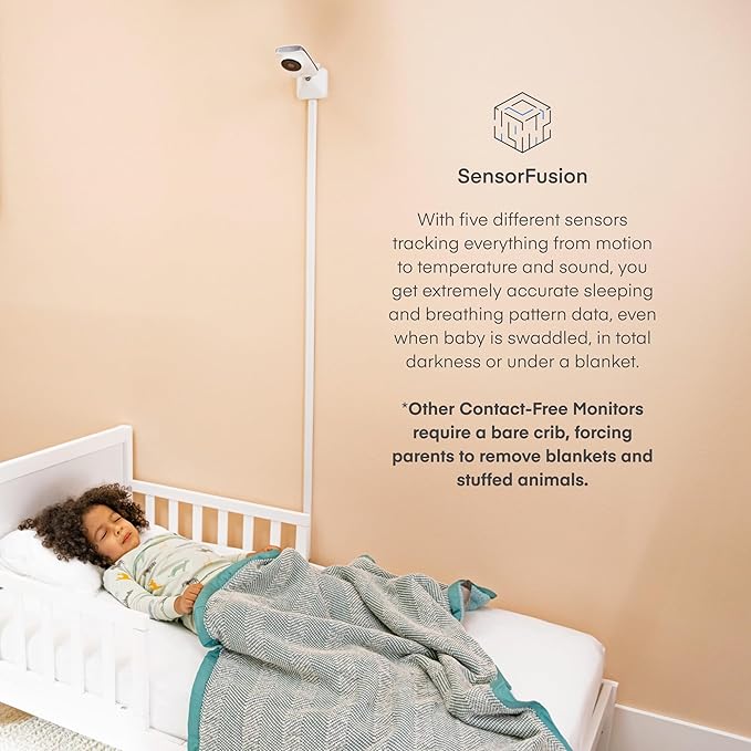 Miku Pro Smart Baby Monitor with Camera, Track Live Breathing with No Wearable, Real-Time Alerts, Sleep Analytics, 1080p Wi-Fi Video, Night Vision, and 2-Way Audio, Wall Mount Included - Bloomnest
