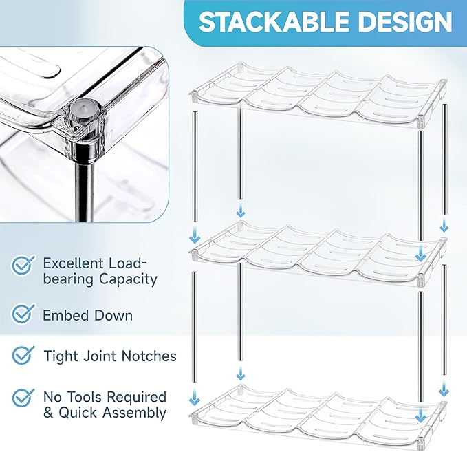 Larger Water Bottle Organizer for Stanley 40 oz Tumbler, Stackable Water Bottle Holder Rack for Cabinet, Kitchen Storage Organizer for for Stanley Cup Accessories, Tumbler Storage Holder, 3 Pack Amoot