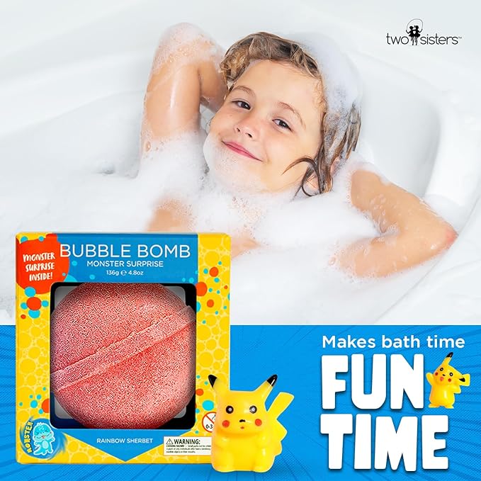 Poke Monster Bath Bomb for Kids with Surprise Toys Inside (Gift Set) - Large Bubble Bath Bombs for Boys & Girls - Skin-Safe, Made in USA, Birthday Gift & Stocking Stuffers for Kids by Two Sisters - Bloomnest