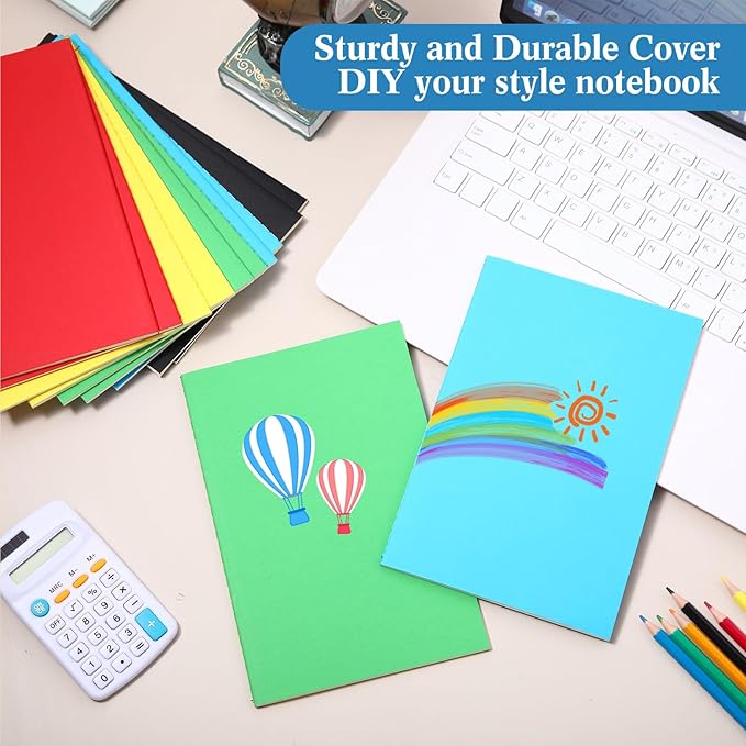 Mimorou 100 Pcs Journals Notebooks Bulk - Kraft Softcover A5 Small Notebooks 5.5 Inch x 8.3 Inch Notepads with 60 Page 30 Sheet for Writing Sketch Travel Office Supplies(Multicolor,Lined) - Bloomnest